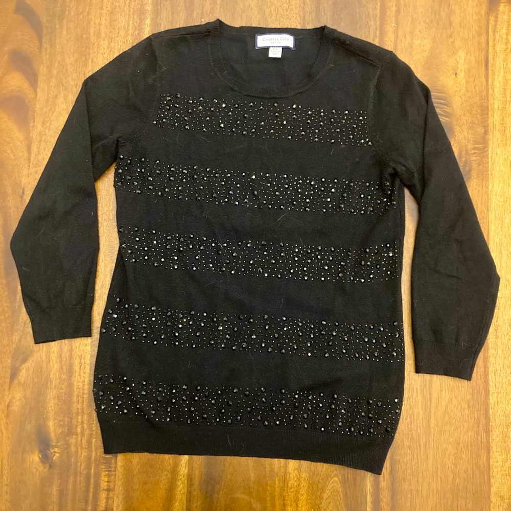 3/$12 Charter Club black rhinestone sweater